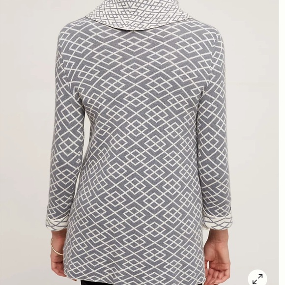 Moth Medium Cowled Galena Pullover Geometric Patterned Gray Sweater Alpaca Blend - Picture 2 of 10